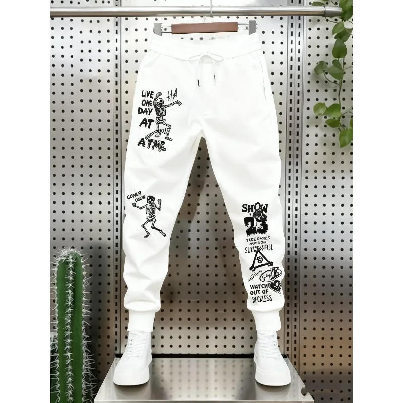 

Personality-filled and Fun Skull 3D Print Street-style Punk Hip-hop Sweatpants, Live-in-the-moment Graffiti Casual Pants