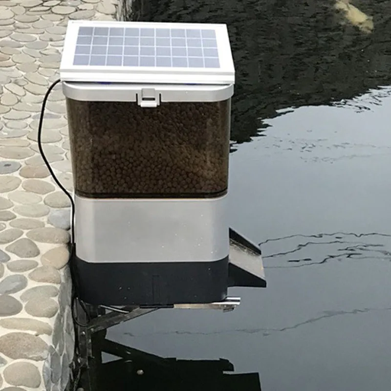 Automatic Battery Powered Plastic Pond Feeder for Koi Fish with LCD Display and Time Setting Large Capacity