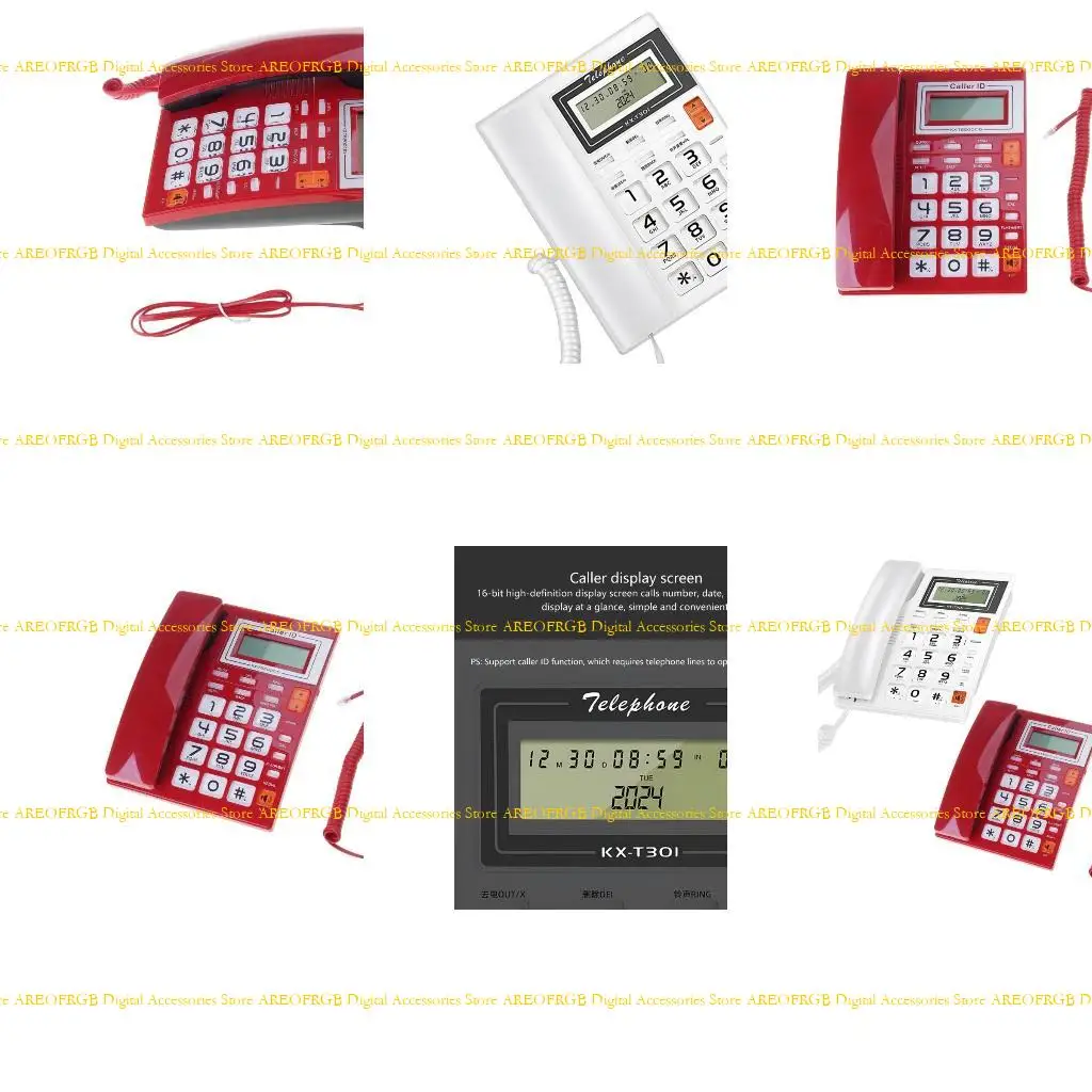 E21E Corded Telephone Basic Desk Analog Landline Phone with LCD Display for Home