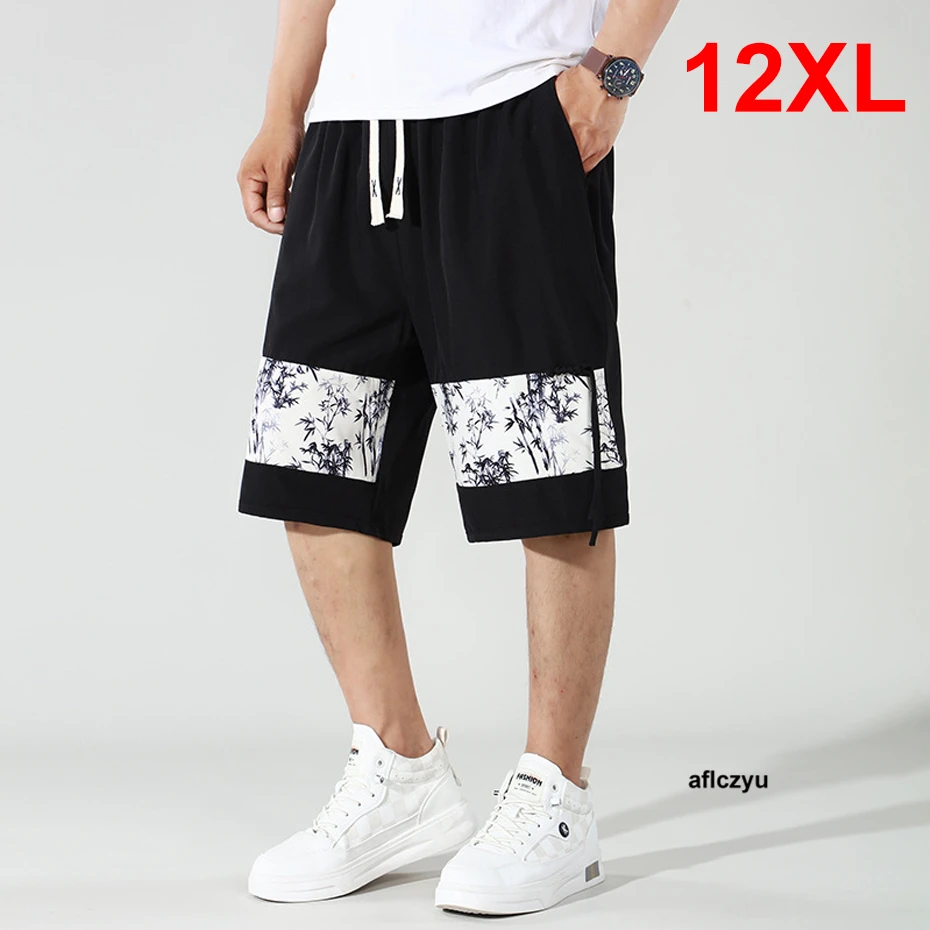 Sommer Shorts Männer 12xl plus Größe kurze Hosen Mode lässig chinesischen Stil Patchwork Shorts elastische Taille