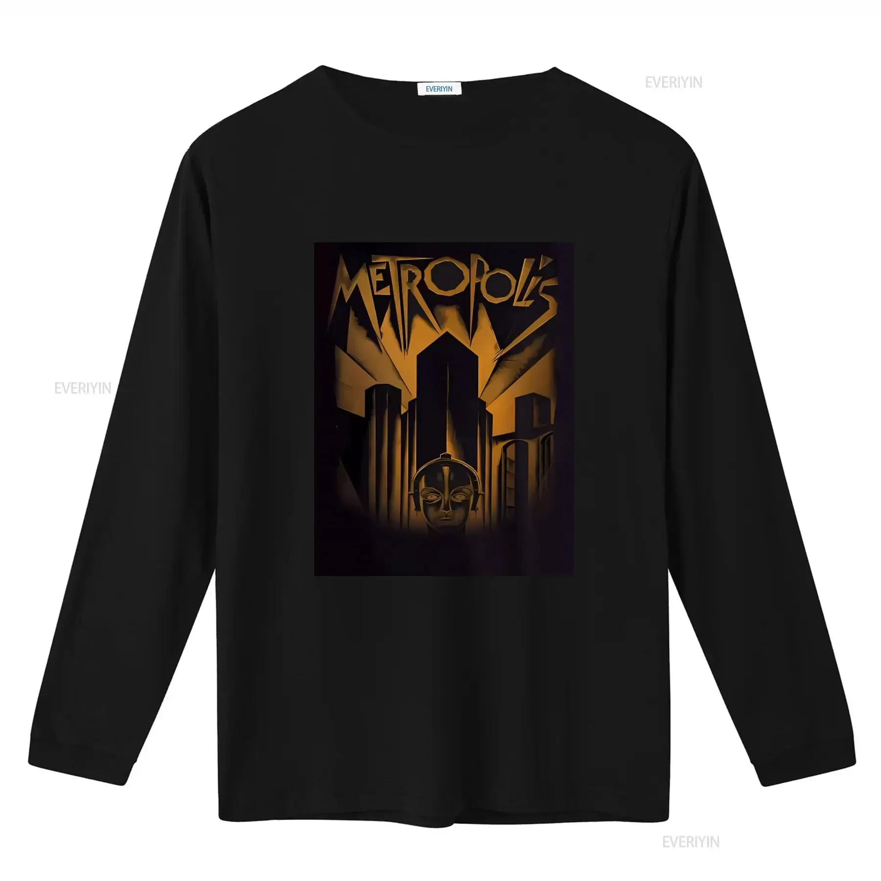 Vintage Style METROPOLIS Black T Shirt for Men Medium Retro Futuristic Design vintage Washed designer clothes Comfortable