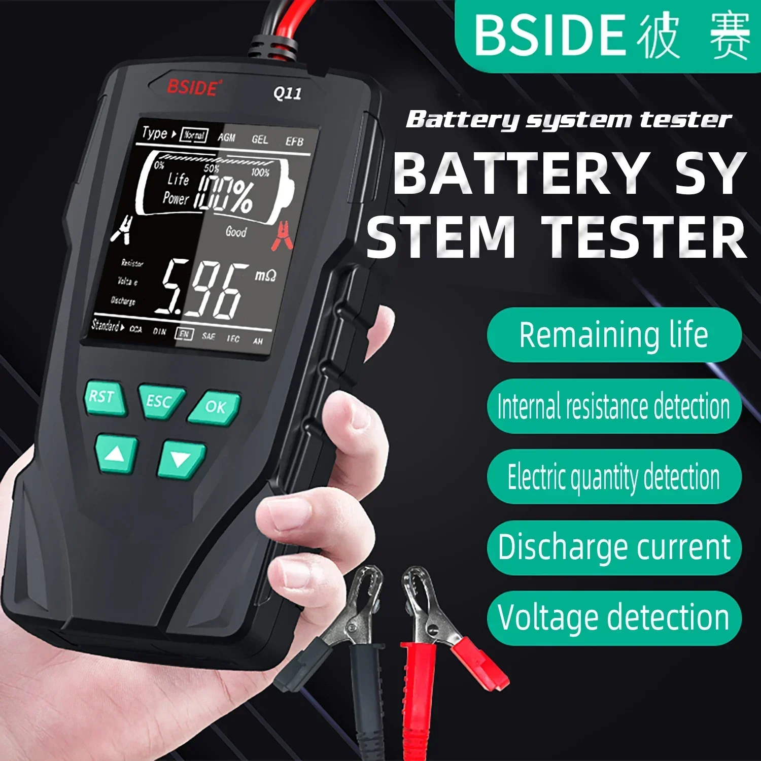 BSIDE Q11 12V 24V  Digital Checker Professional Automatic Detect  Battery Analyzer Car Battery Tool Car Battery Tester