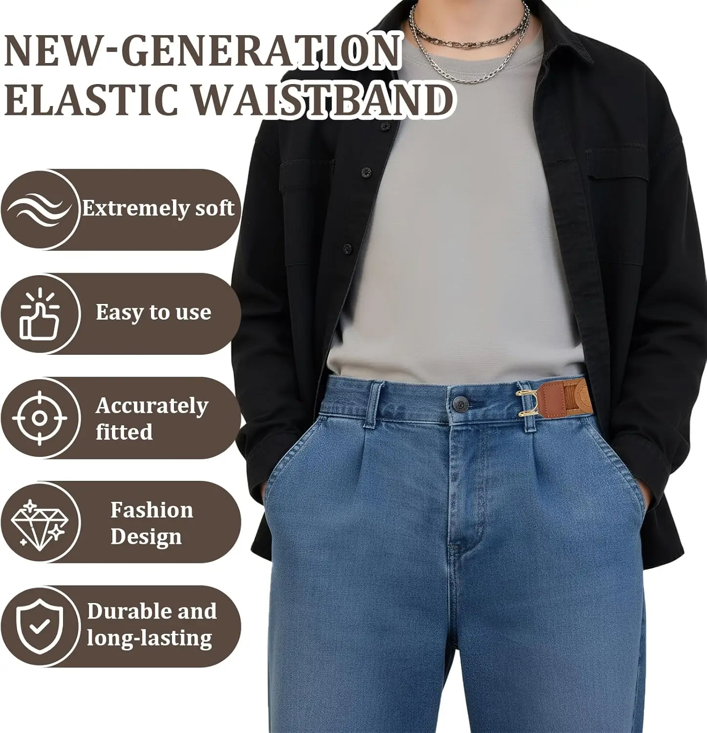 Adjustable Tactical Belt For Men & Women No Buckle Work Strap_voghion.com