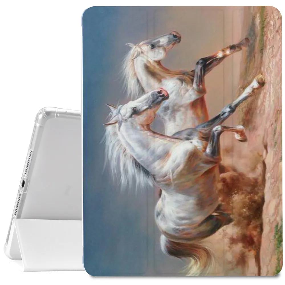 Imagem -02 - Cavalo Branco Animal Macio Case para Ipad 10.9 ar 2023 Smart Cover para Ipad 9.7 6th 10.2 8th Geração Mini 12.9 Ipad Pro