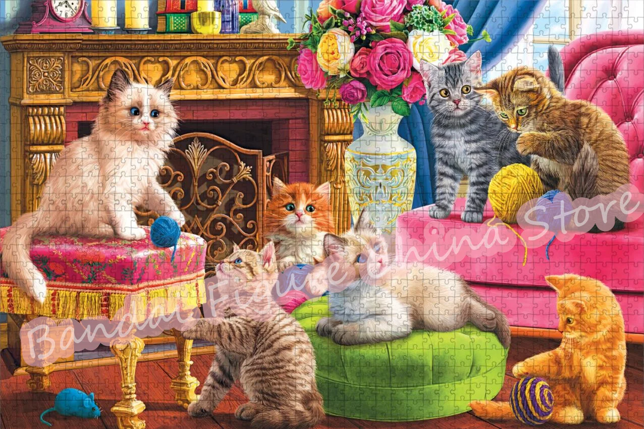 Warm Home Jigsaw Puzzles Cute Cat Pet Animals for Adults 300/500/1000 Pieces Home Decor Games Family Puzzles Educational Toys