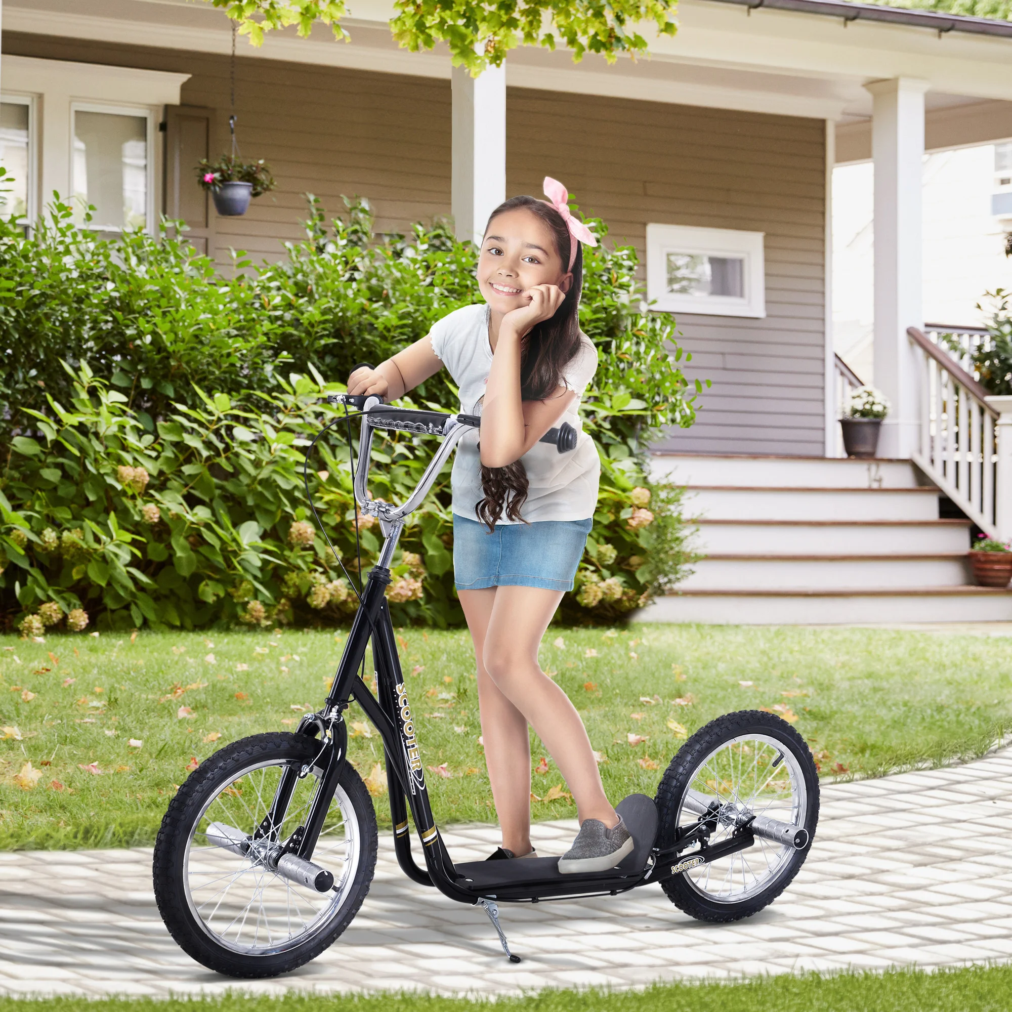 HOMCOM Patinete para Niños +5 Años con Manillar Ajustable 143x58x100 cm Negro