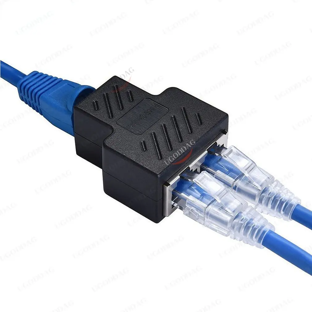 Practical RJ45  Network Splitter Adapter Port CAT5/6 LAN Ethernet Cable High Performance 1 to 2 Ways Dual Female Switching