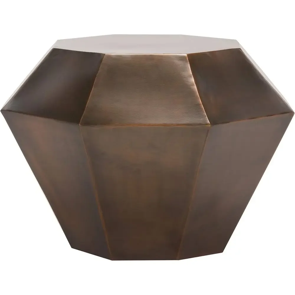 Antique Copper Diamond-Accented Table with Graceful Design