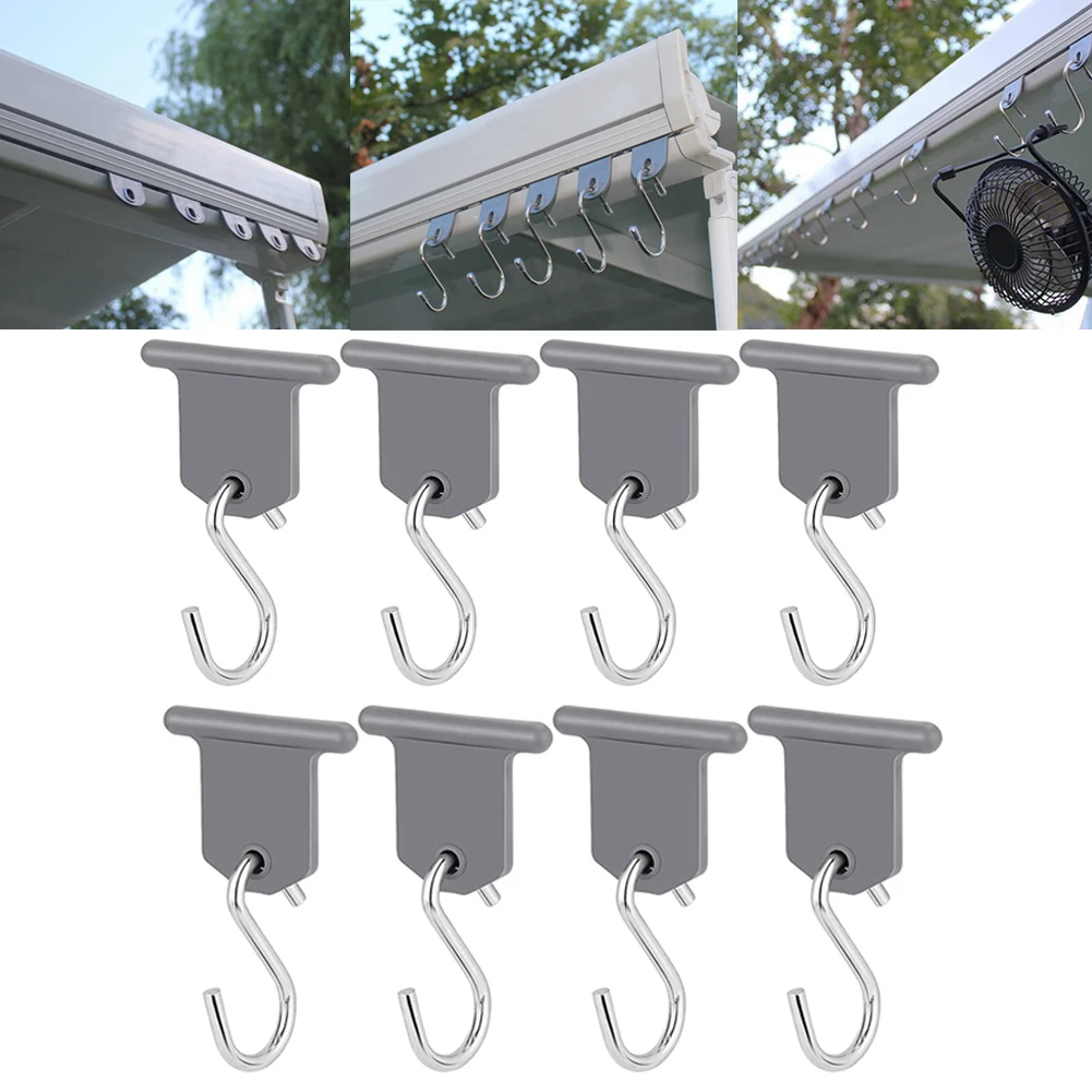 8 X S-Shape Camping Awning Hooks Clips Racks Tool Awning Clothes Hooks RV Tent Hangers Light Hangers For Caravan Camper