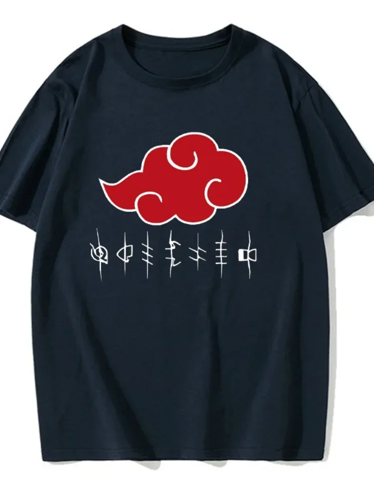 Heren Unisex Europese T-Shirt Akatsuki Cloudt Patroon Geprint Casual Mode Zomer Comfortabele Street Kleding Hiphop Top