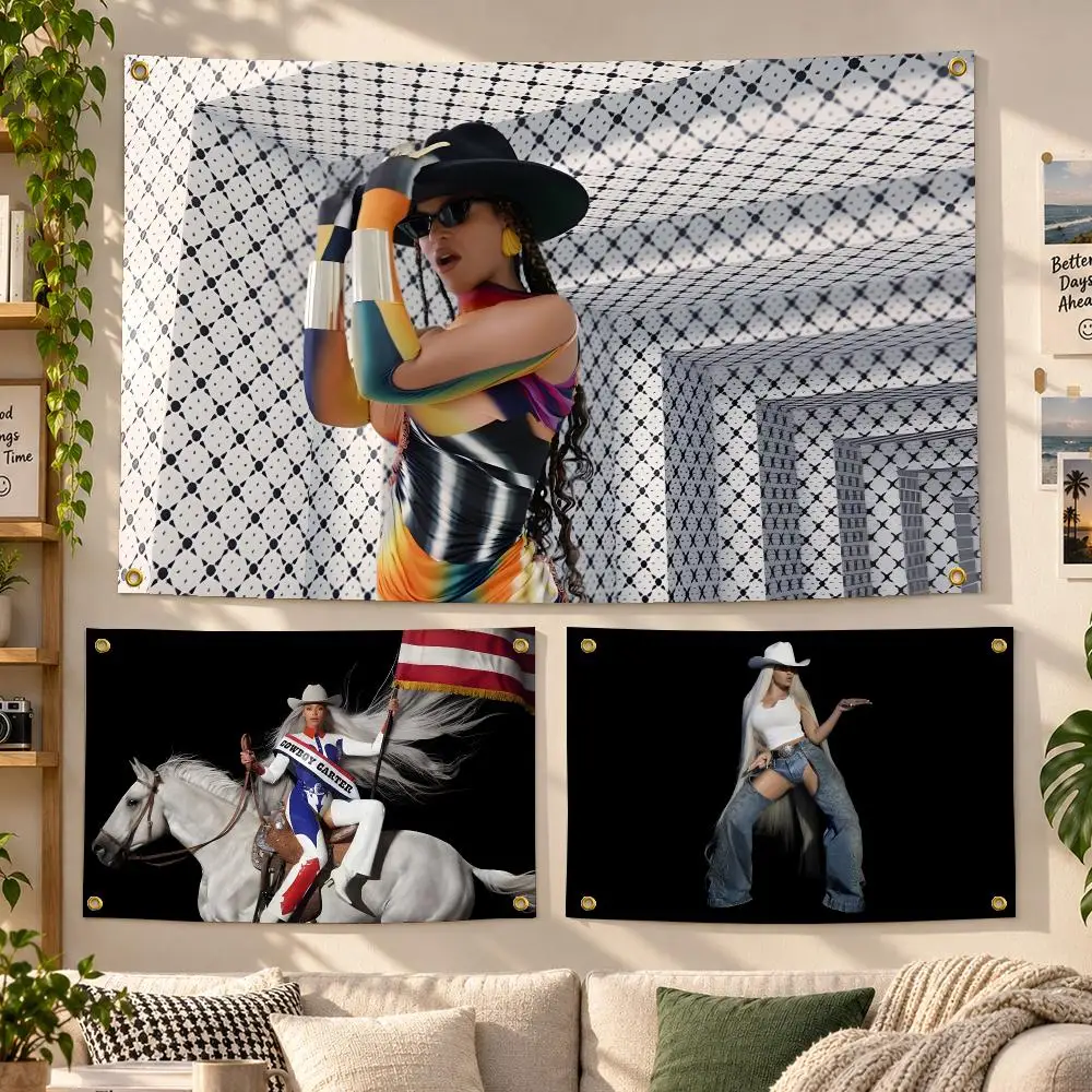 Singer Beyonce Cowboy Carter Country Flags Personalized Banner Flag Room Dorm Camping Picnic Garage Bar Outdoor Wall Decor