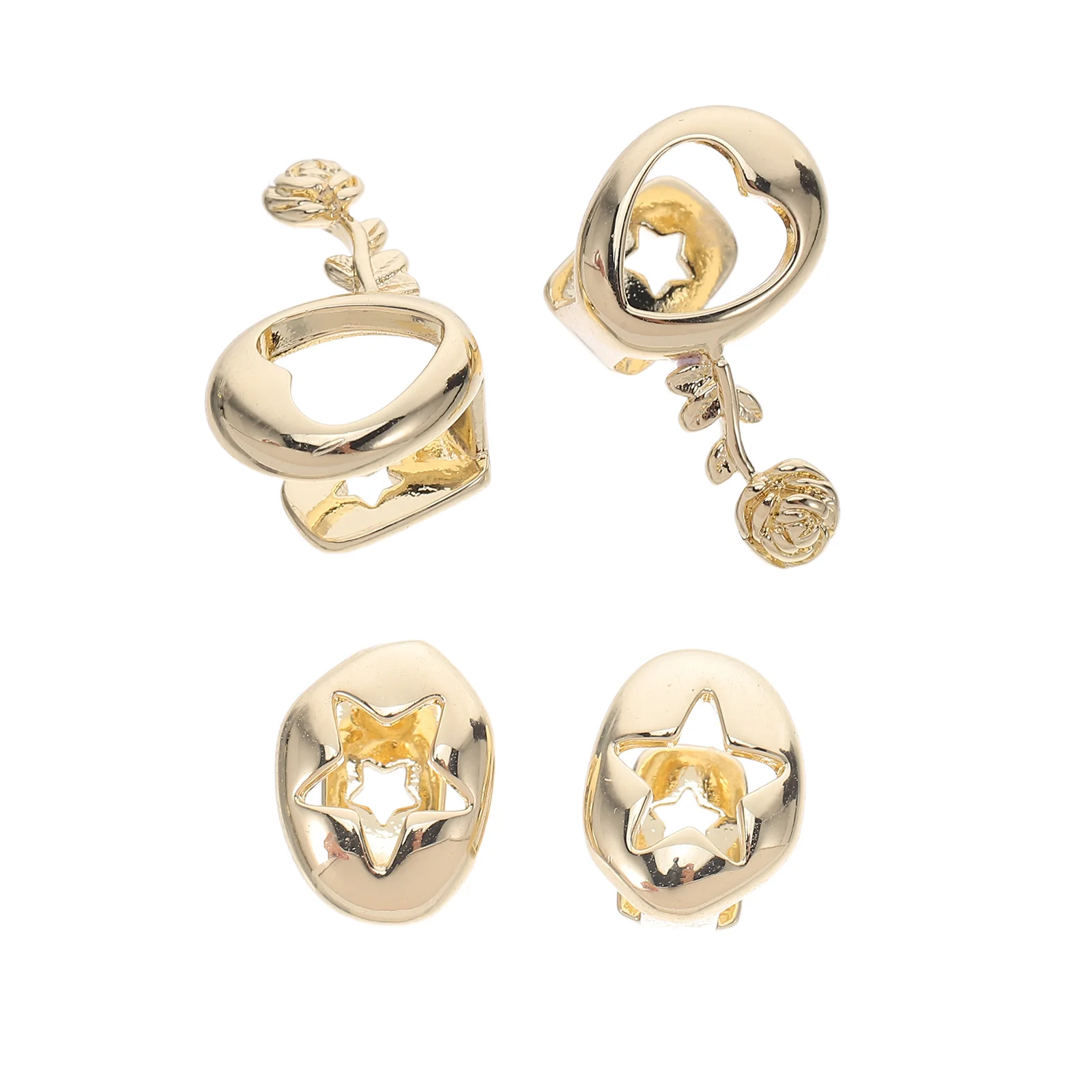 

4Pcs Hip Hop Teeth Caps Star Rose Pattern Halloween Mouth Grills Punk Style Teeth Accessories Costume Single Tooth Grill