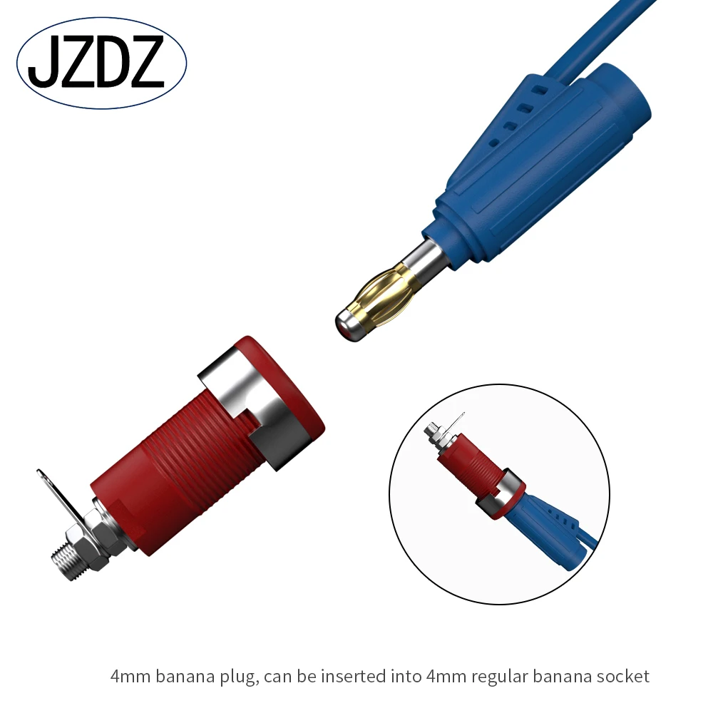 JZDZ pozłacany przewód elektroenergetyczny z podwójnym wtyczka bananowa 4mm DIY akcesoria narzędzie elektryczne J.70084A