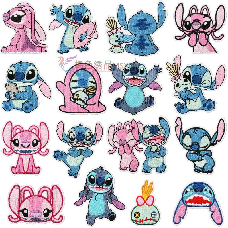 

Animation Disney Stitch Series DIY Embroidery Cloth Patches Sewing Clothing Cute Stitch Applique Ironing Cartoon Stickers Badge