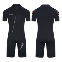 Men 2mm Neoprene Wetsuit with Front Zipper Short Sleeved Jumpsuit Thermal Diving Suit Diving Rompsuit for Surfing Snorkeling