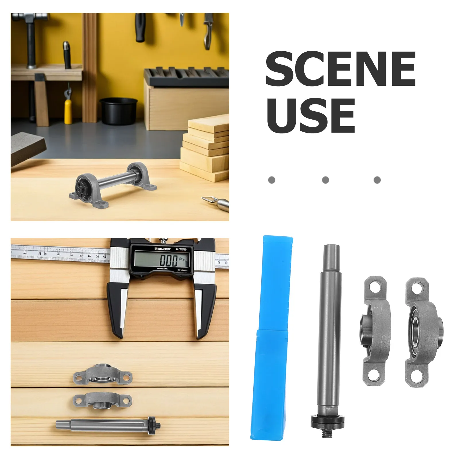 1Set Woodworking Table Saw Spindle Bearing Seat Pulley Assembly Lathe Chuck Spindle Fixture for Rotary Lathe Cutting Machine DIY