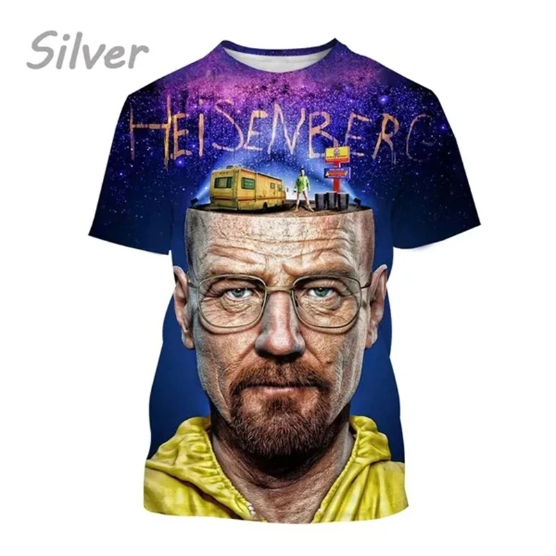 Movie Breaking Bad Heisenberg 3D Print  Casual Tees short sleeve Tshirt O-Neck Men Cool T-Shirt Tops Men\'s Clothing