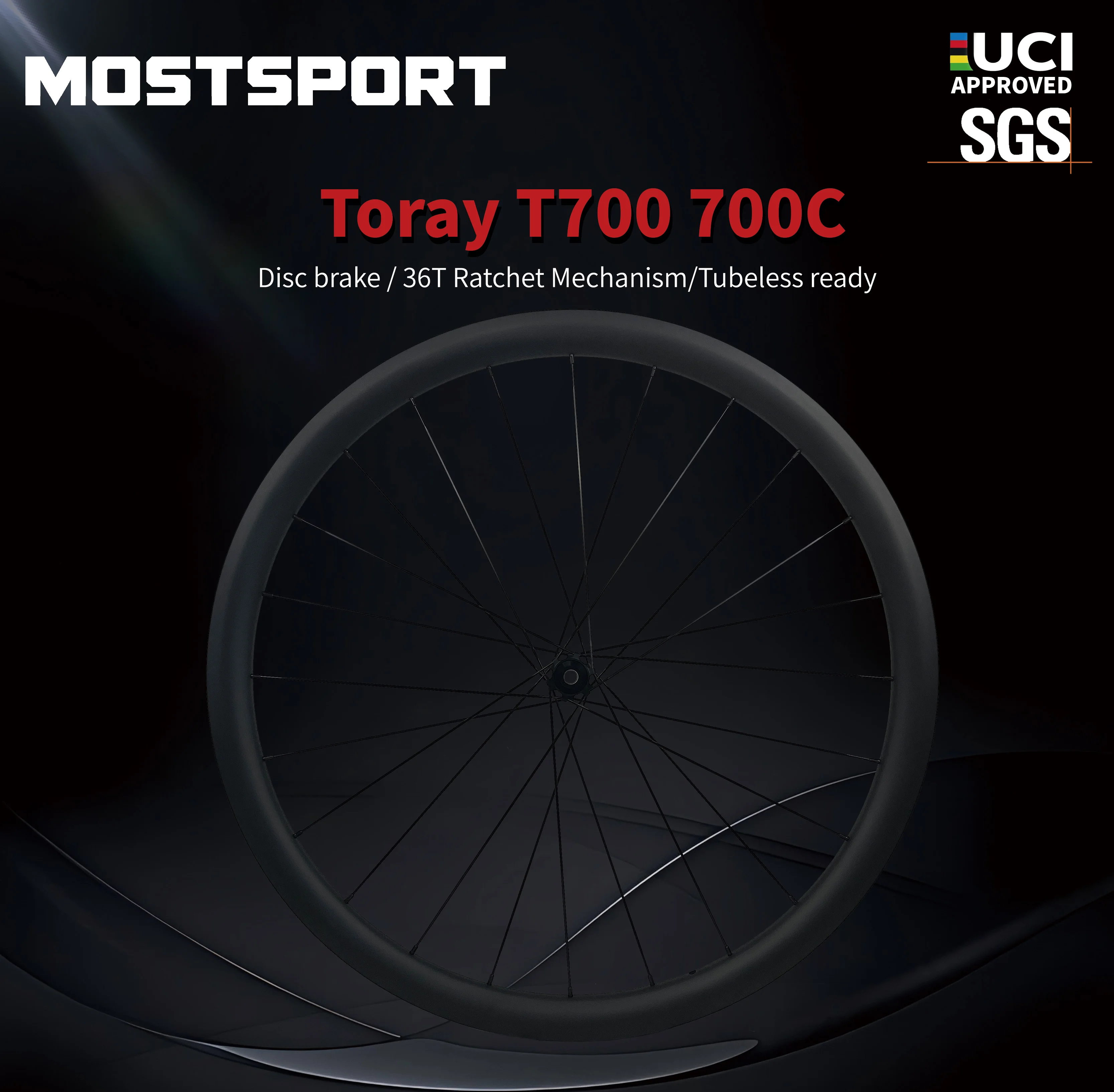 

700C Gravel Carbon Wheels 35/40/45/50/55mm Depth 32mm Inner Width 36T Ratchet Hub UD Glossy