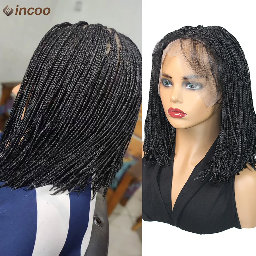 

Synthetic Lace Front Braided Wig 6X6 Short Bob Braids Handmade Micro Cornrow Braid Knotless Box Braid Wig For Africa Black Women