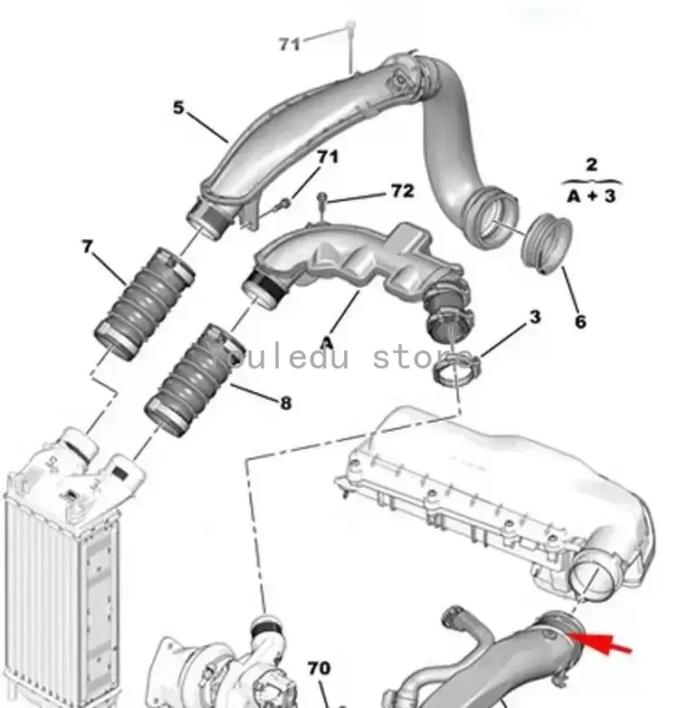 Air Intake Turbo Hose 1440Q6 for Peugeot 308 408 3008 5008 207 508 RCZ 1.6 16V Citroen C4 C4L C5 III DS5 Picasso