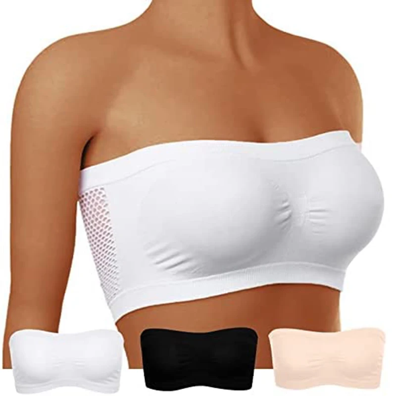 Women Seamless Invisible Bra Tube Top Underwear Lady Crop Top Sexy Lingerie Wrapped Chest Breathable Strapless Mesh Tube Top