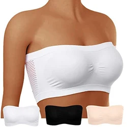 Frauen nahtlose unsichtbare BH Tube Top Unterwäsche Lady Crop Top sexy Dessous gewickelt Brust atmungsaktive träger lose Mesh Tube Top