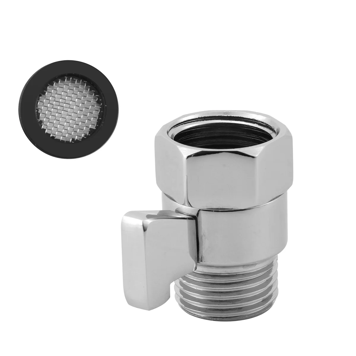 Water Flow Control Shut Off Valve, Brass Adjustable Water Pressure Regulator for Hand Held Shower Head & Bidet Sprayer image 2