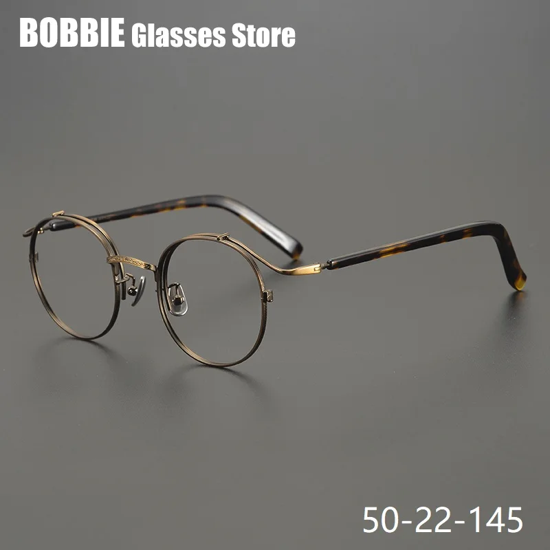 Vintage Glasses Frame Japanese Designer Handmade Gold Wire Titanium Alloy Ultralight Frames Eyewear Men Women Round Eyeglasses