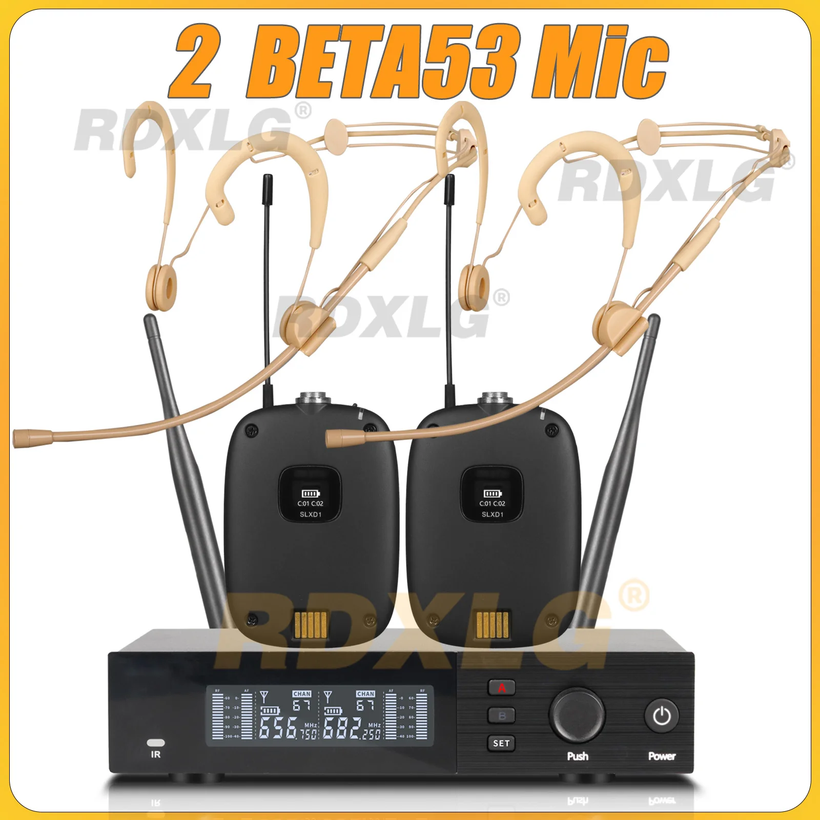 Topkwaliteit! SLXD4 Professionele dubbele draadloze microfoon Stage Performance 2 kanalen 600-699 MHz UHF Karaoke Metal Handheld SLXD2