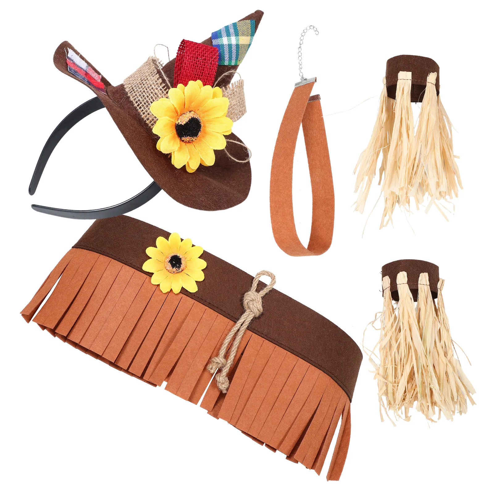 1Set Einzigartige Vogelscheuche Kostüm Kit Filz Hut Stroh Manschetten Halloween Party Karneval Tragen Leichte Bequeme Vogelscheuche Hut Erwachsene