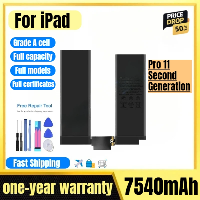 A2224/A2068/A2228/A2230 for IPad Pro 11 Second Generation Tablet Battery High Quality High Capacity Battery Replacement Bateria