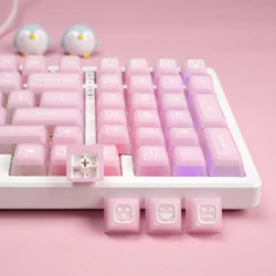 XVX Semi Transparent Keycap SA Profile Double Shot PBT Custom Keycaps  for MX Switch Keyboard 142 Keys Pink/Green Keycaps