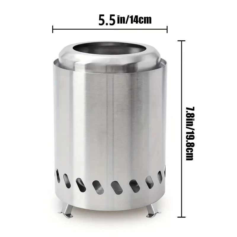 Outdoor Fire Pit Smokeless Portable Camping Fire Pit with Travel Bag Fueled by Wood or Pellets Stainless Steel