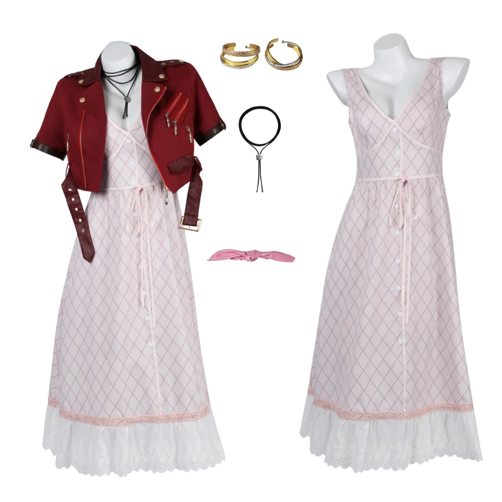 FF7 Aerith Cosplay Kostüm Halloween Karneval Party Outfits