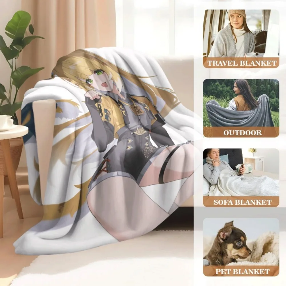 Tiger Sister Anime Flannel Throw Blanket Furry Girl Style Lightweight Warm Blanket for Bed Couch