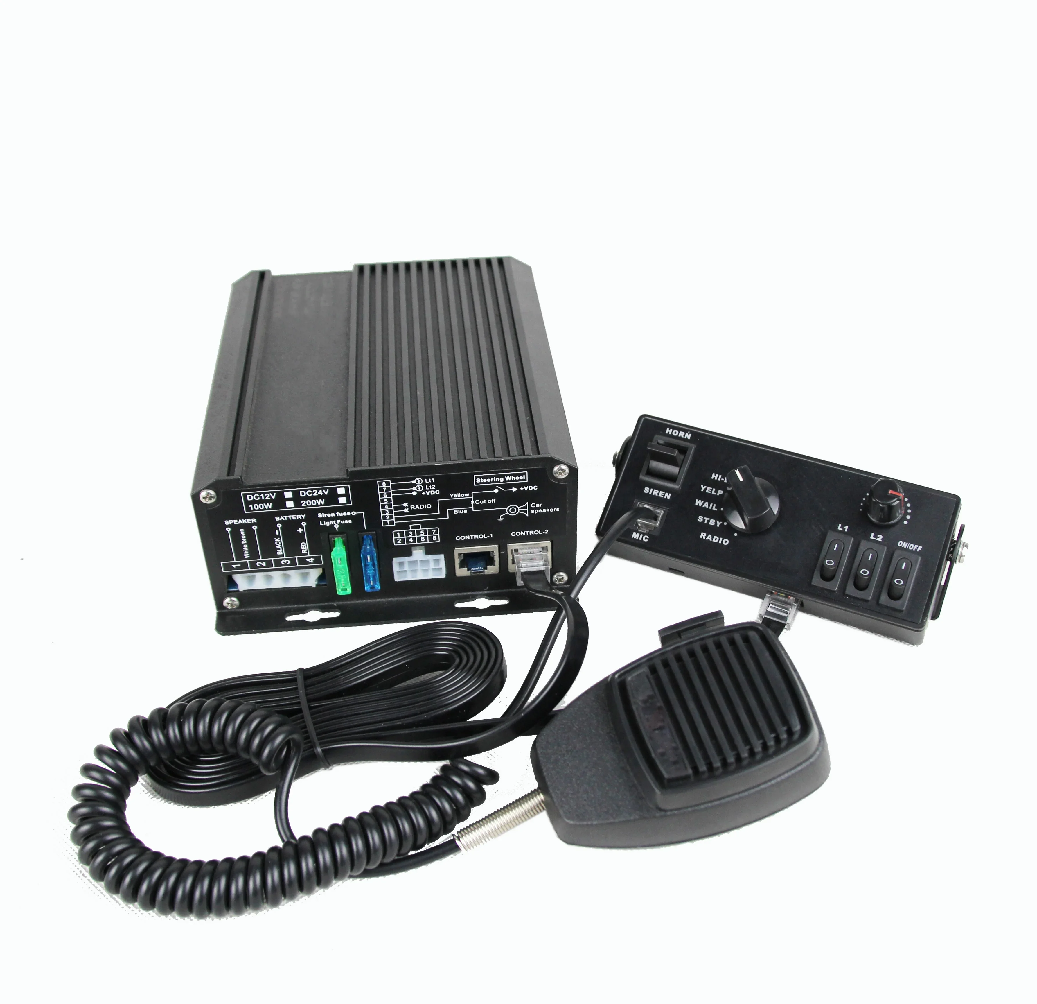

high quality 100W/200W car siren Emergency amplifier siren speaker for sales