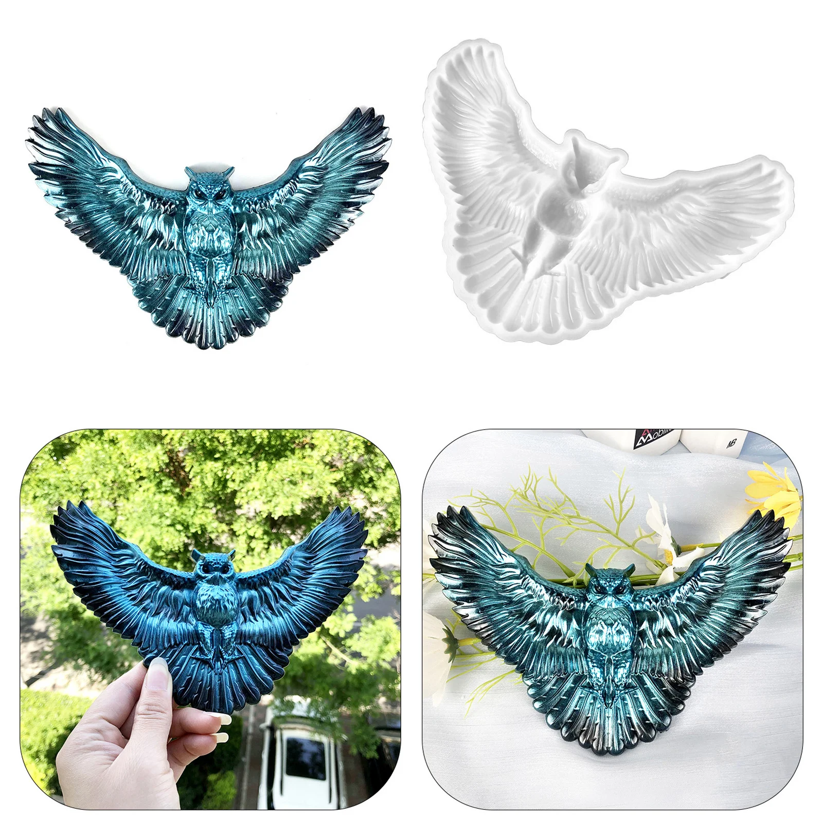 البومة ديكور سيليكون قالب الصب Diy بها بنفسك راتنجات الايبوكسي الحرف مرنة الحيوان شكل قالب جدار ديكور فني أداة صنع المجوهرات #3