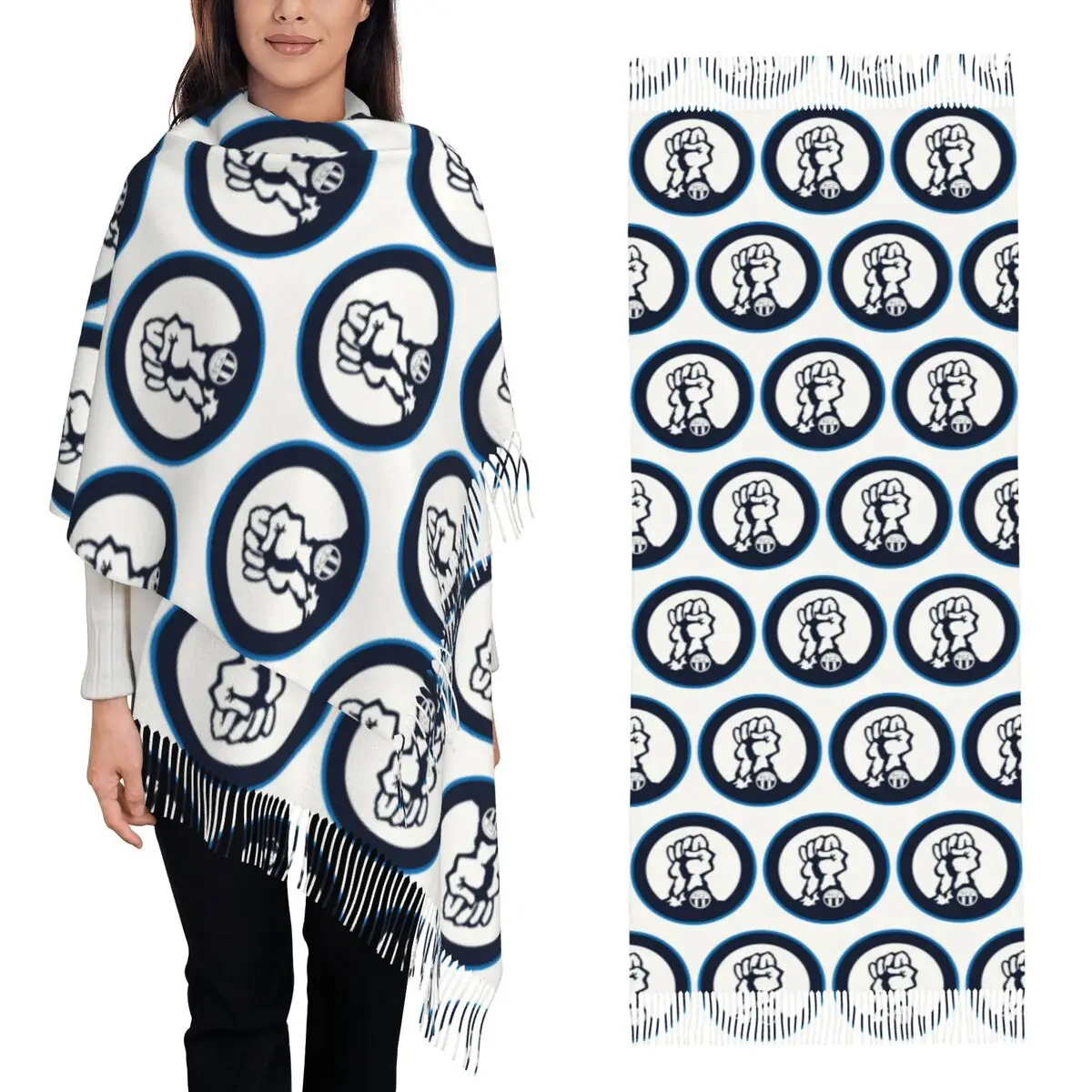Zurich FCZ Sudkurve 1896 Scarf Tassel Scarves Women Soft Warm Shawls and Wraps Long Fall Winter Shawl Wrap