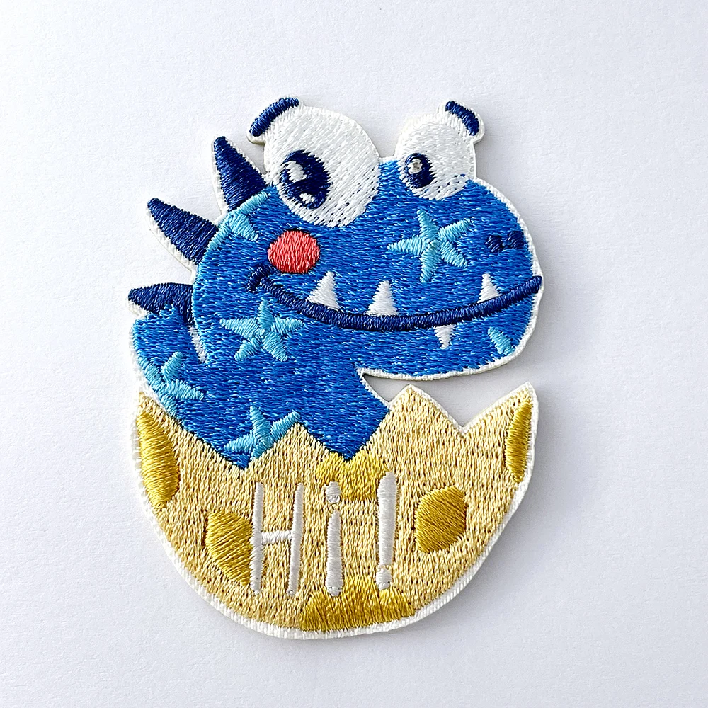 Blue Dinosaur Stick on Patches Embroidered Patch for Cloth Badge Garment Appliques  Accessory Patches Stickers for Clothes