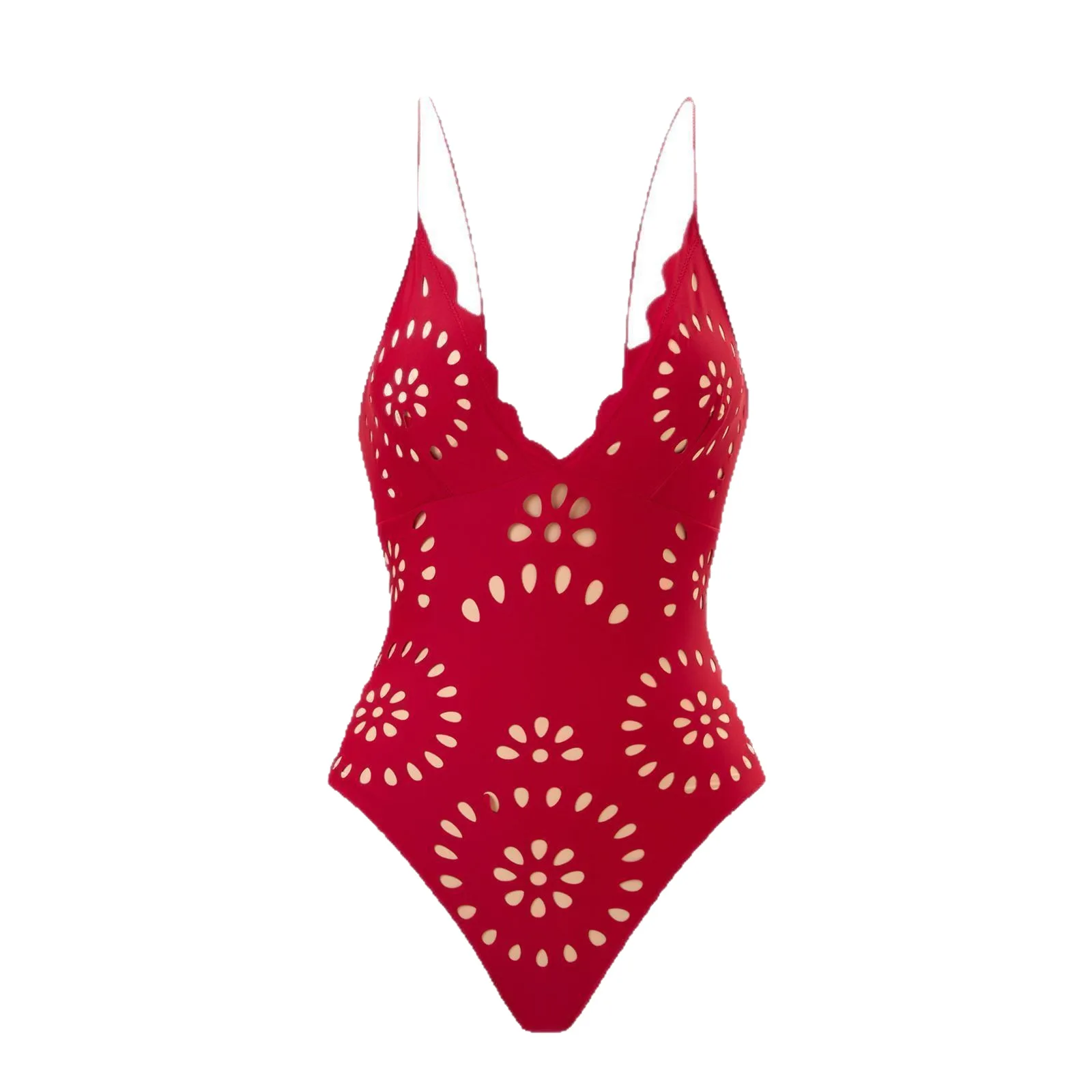 2025 new popular solid color sexy laser cut swimsuit women's one-piece two-piece swimsuit set