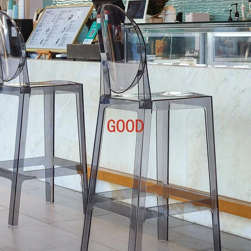 Simple Acrylic High Bar Chair Nordic Furniture Modern Transparent Bar Stool Creative Cafe Front Desk Bar Stools Home Back Chair