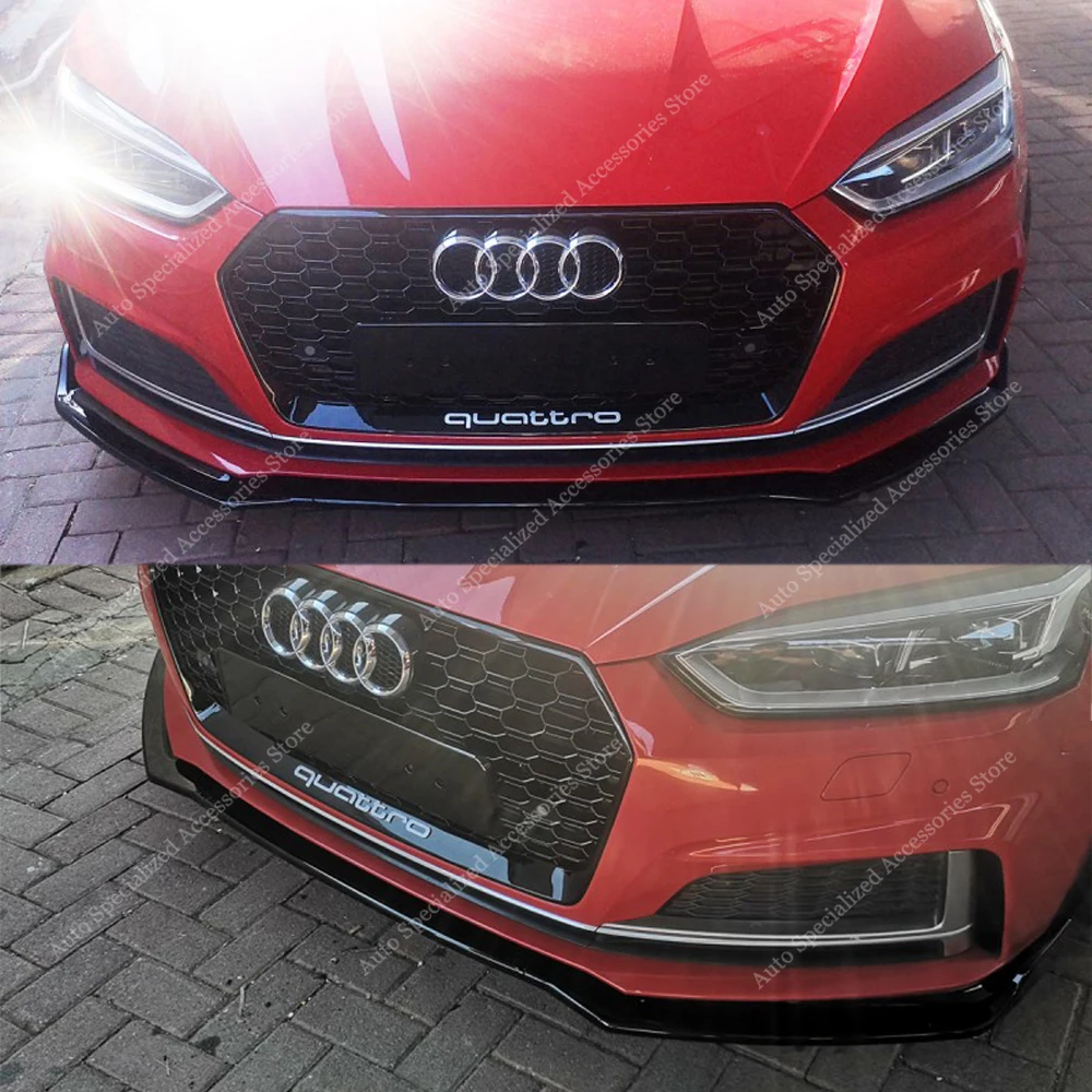 

For Audi A5 S5 B9 Car Front Bumper Lip Spoiler Splitter Diffuser A5 F5 TFSI TDI S-Line 2017-2019 Pre-Facelift Bodykit Tuning