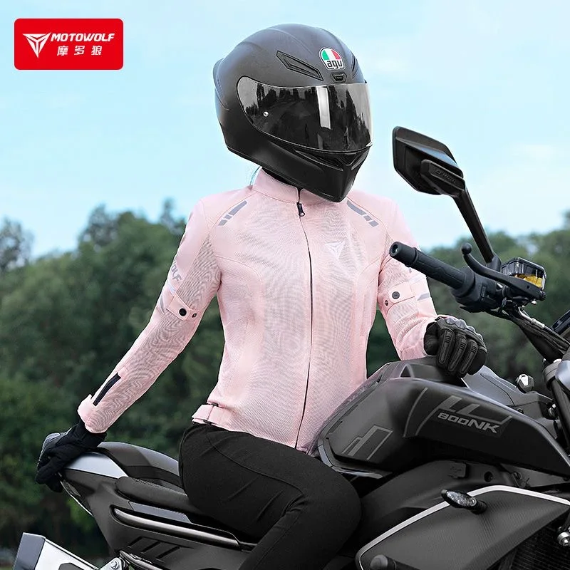 MOTOWOLF Summer Women's Rider Jacket Breathable Mesh Riding Suit Builtin Detachable CE Protector Anti Drop Motorcycle Jacket