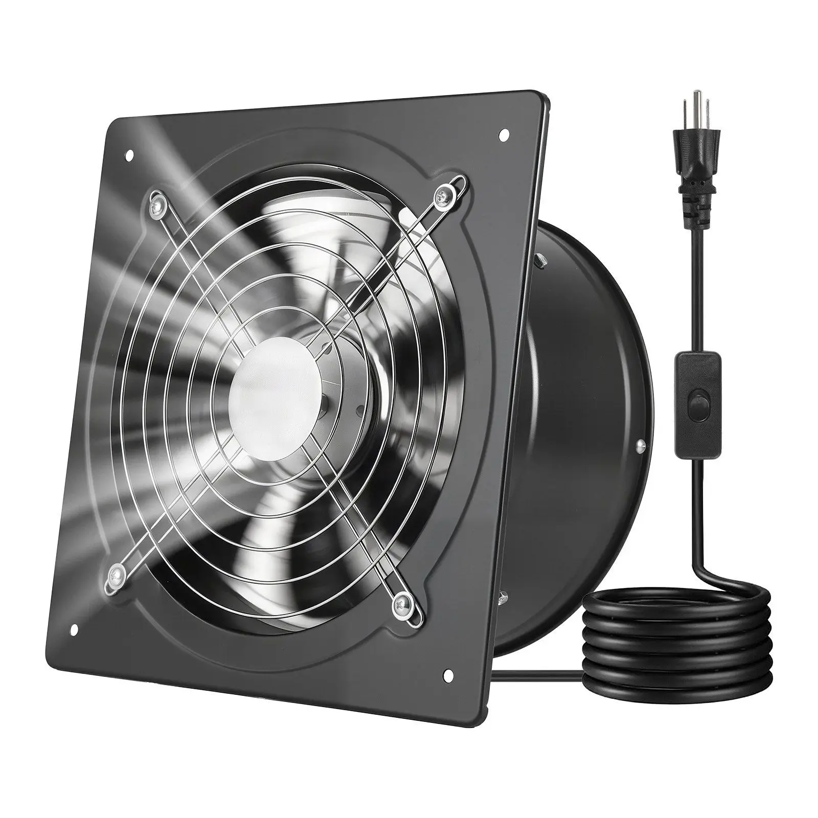 

10 Inch Exhaust Fan, 988 CFM High Velocity Wall Mount Vent Fan with On/Off Control, Low Consumption, Portable Ventilation