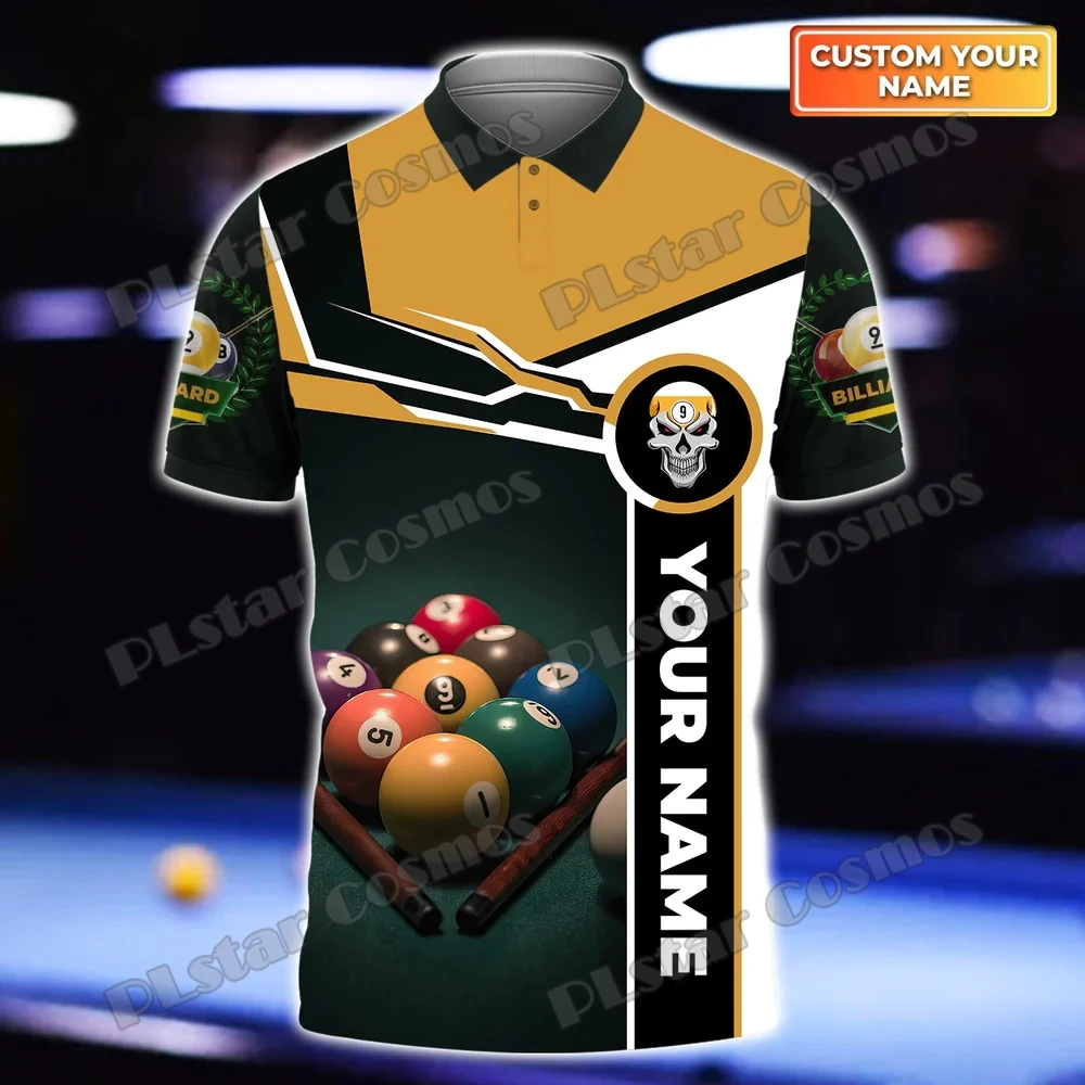 

PLstar Cosmos Billiard Club Customized Name 3D Printed Mens Polo Shirt Summer Short Sleeve Shirt Gift For Billard Lovers POL-59