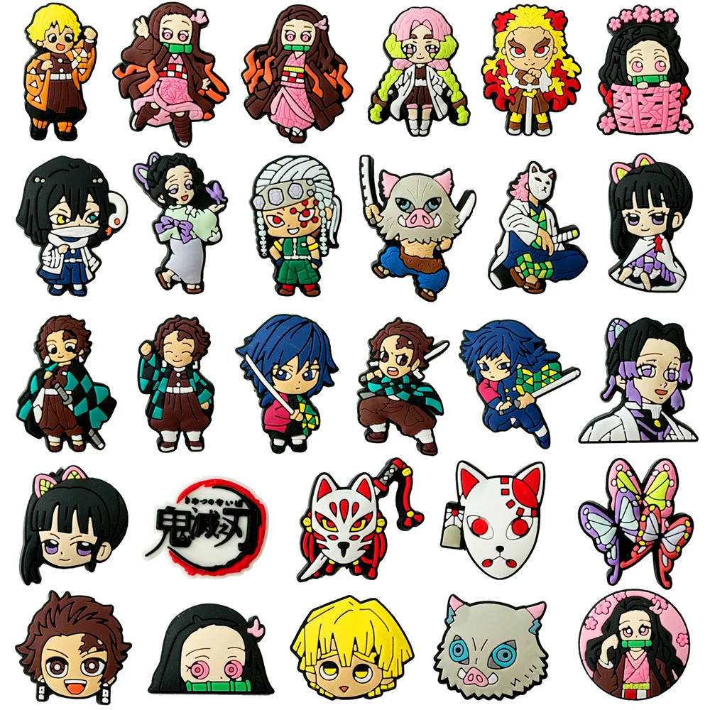 11-31pcs Hot Toys Japanese Popular Manga Demon Series Shoe Charms Cartoon Clog Sandal Shoes Accessories Decoration Kids Gifts