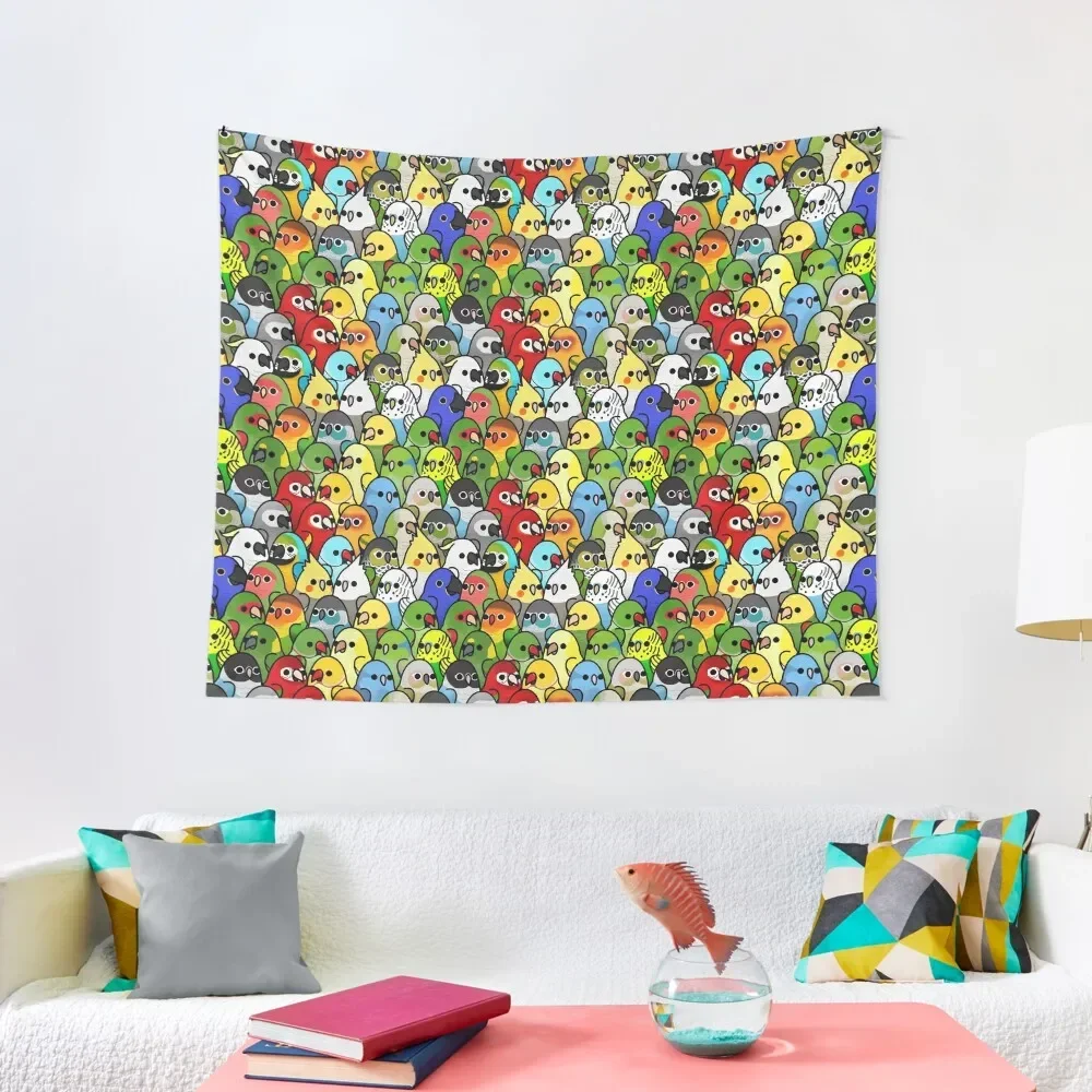 

Too Many Birds! Bird Squad Classic Tapestry Room Decor Cute Room Aesthetic Tapestry