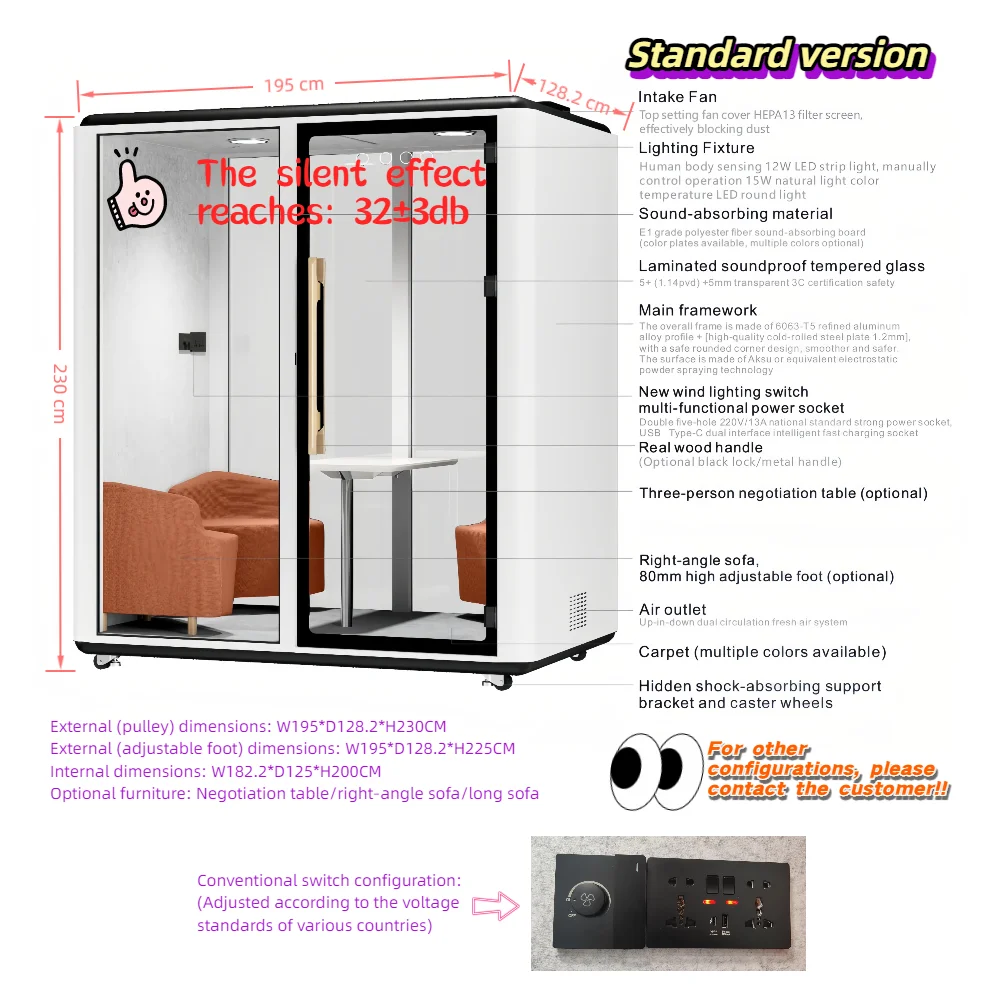 Acoustics Vocal Studio Booth Office Soundproof Cabin Portable Silent Room Soundproof Room Soundproof Cabin