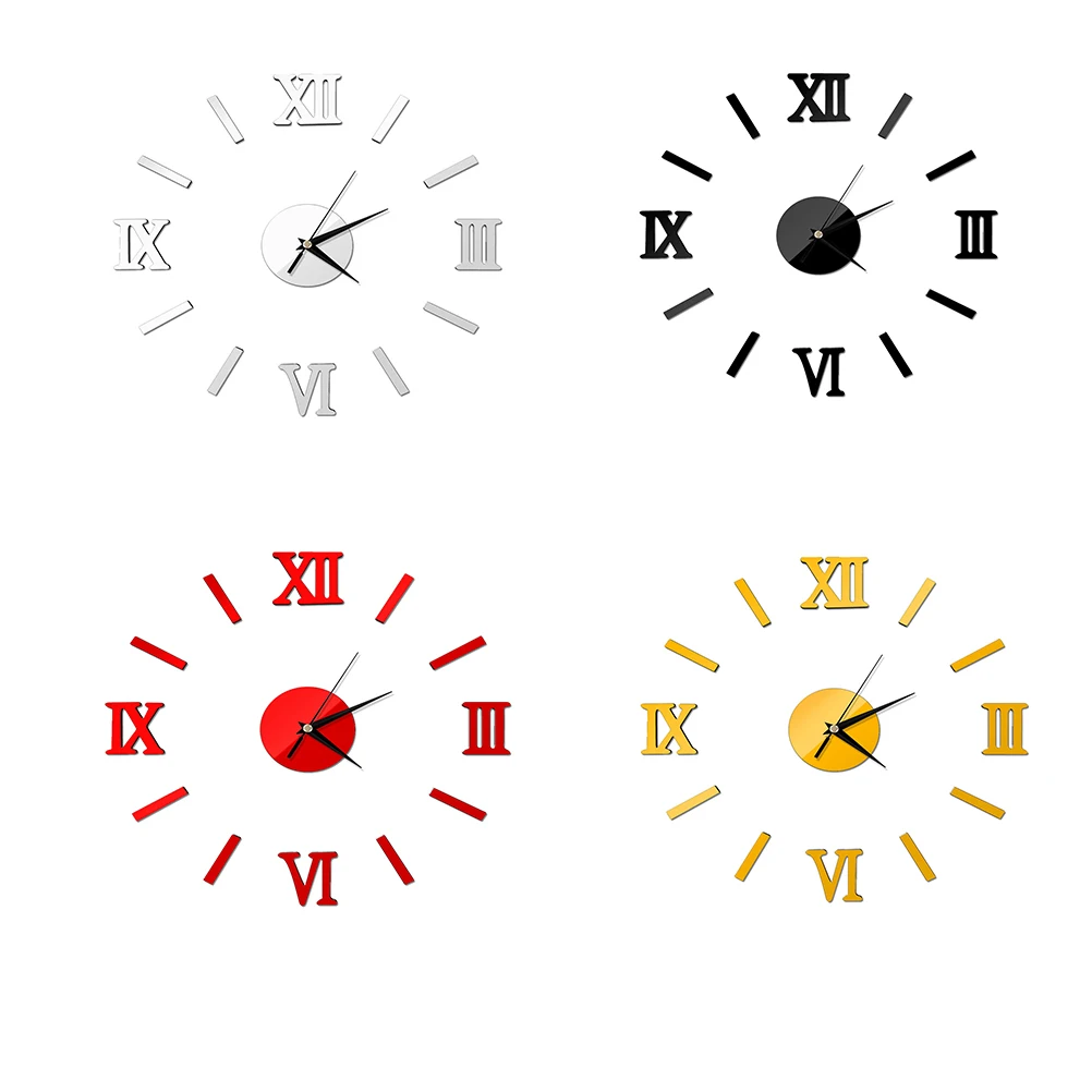 

3 D Double Sided Acrylic Wall Clock Oversized Clocks for Living Room Red Mirror
