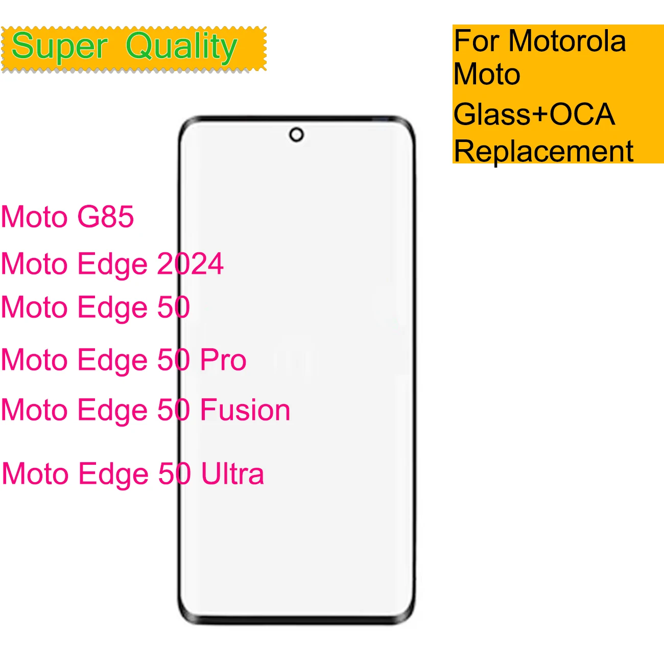 

10Pcs/Lot For Motorola Moto Edge 50 Pro Ultra Fusion 2024 G85 Touch Screen Front Outer Glass Panel Lens Glass With OCA Repair